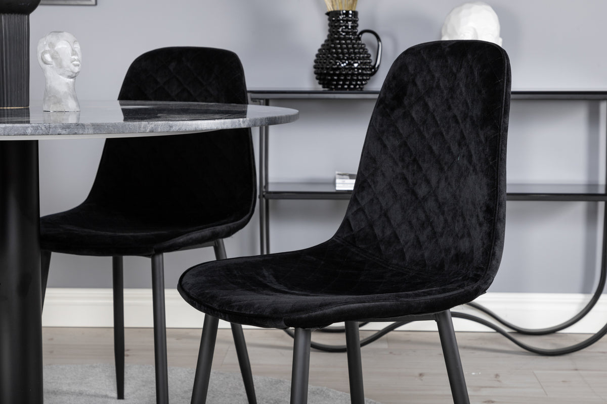 Venture Design Polar & Estelle Matstolar 2-pack Svart + Runda Matbord ⌀106 Mörkgrå
