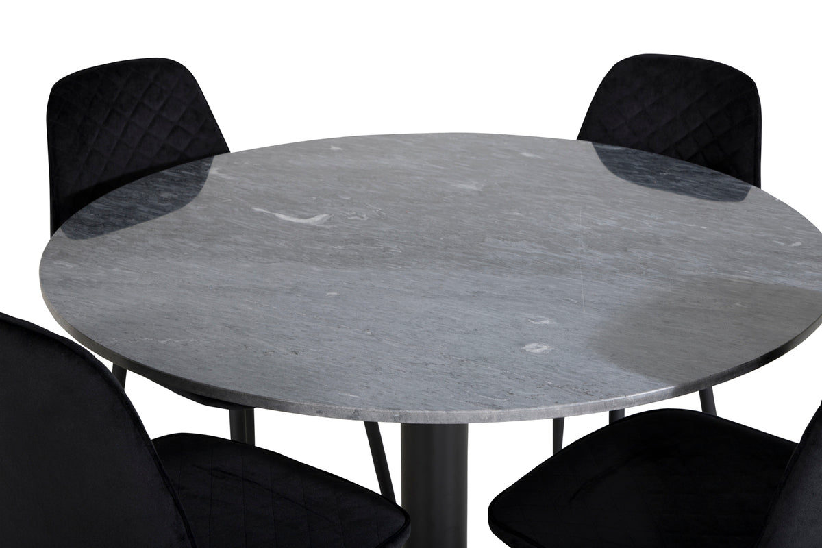 Venture Design Polar & Estelle Matstolar 2-pack Svart + Runda Matbord ⌀106 Mörkgrå