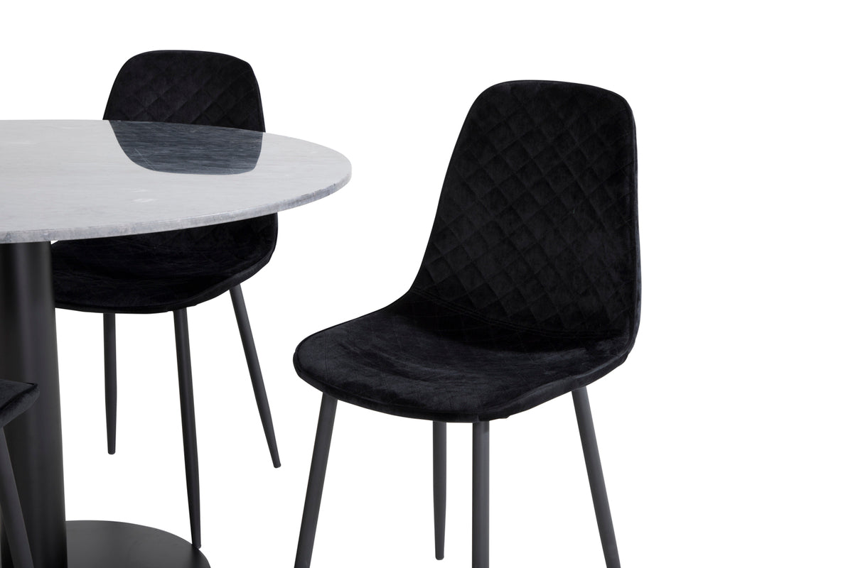 Venture Design Polar & Estelle Matstolar 2-pack Svart + Runda Matbord ⌀106 Mörkgrå