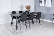 Venture Design Sleek & Polar Rektangulära Matbord 195 x 95 Svart + Matstolar 2-pack Svart