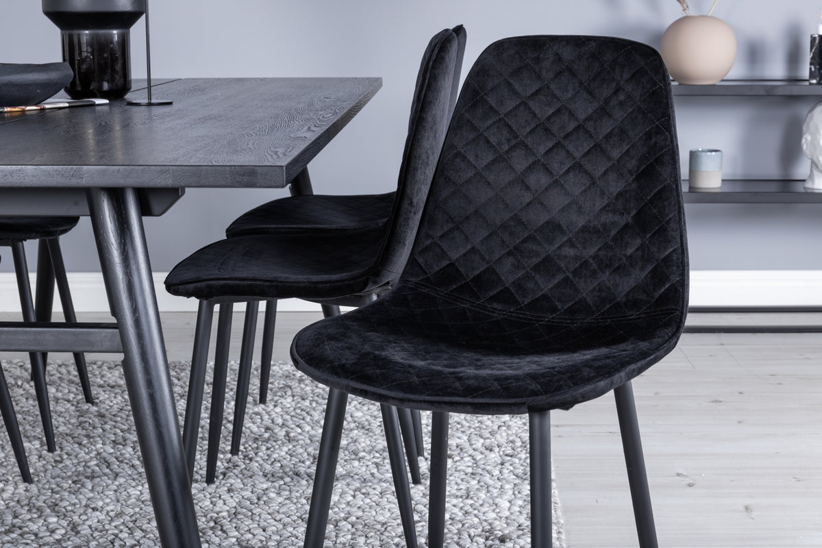 Venture Design Sleek & Polar Rektangulära Matbord 195 x 95 Svart + Matstolar 2-pack Svart