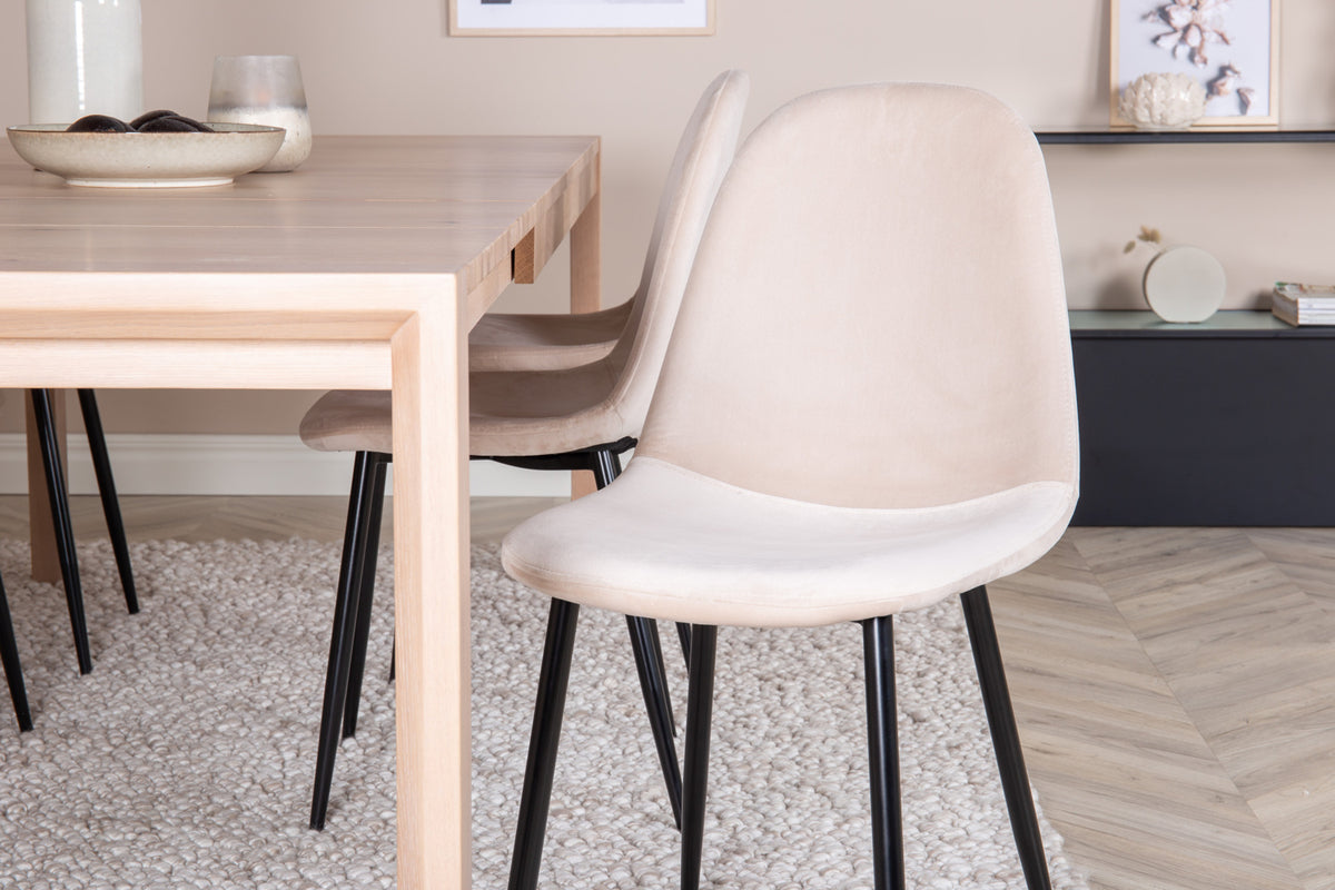 Venture Design Slider & Polar Rektangulära Matbord 170 x 95 Vitputsad + Matstolar 2-pack Beige