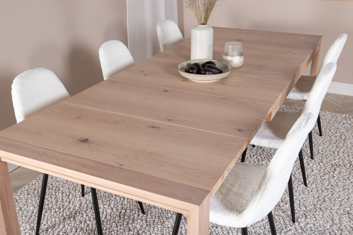 Venture Design Slider & Polar Rektangulära Matbord 170 x 95 Vitputsad + Matstolar 2-pack Vit