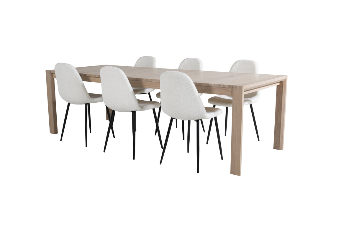Venture Design Slider & Polar Rektangulära Matbord 170 x 95 Vitputsad + Matstolar 2-pack Vit