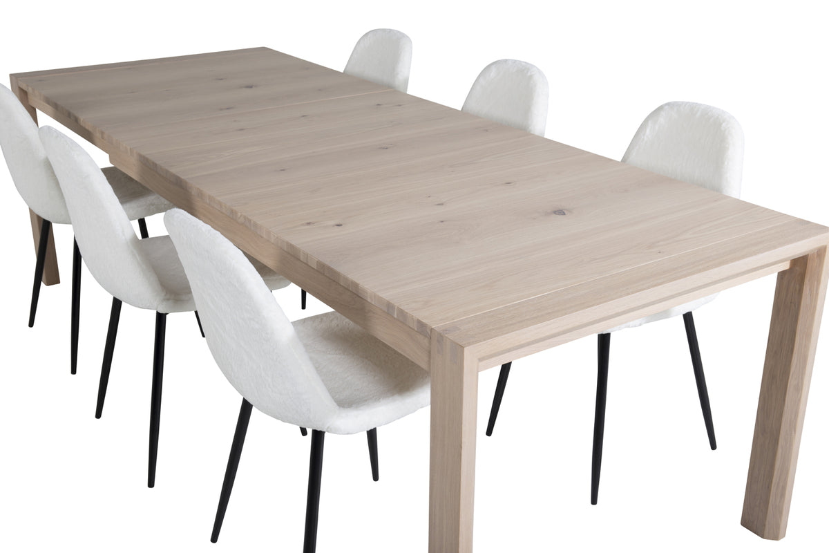 Venture Design Slider & Polar Rektangulära Matbord 170 x 95 Vitputsad + Matstolar 2-pack Vit
