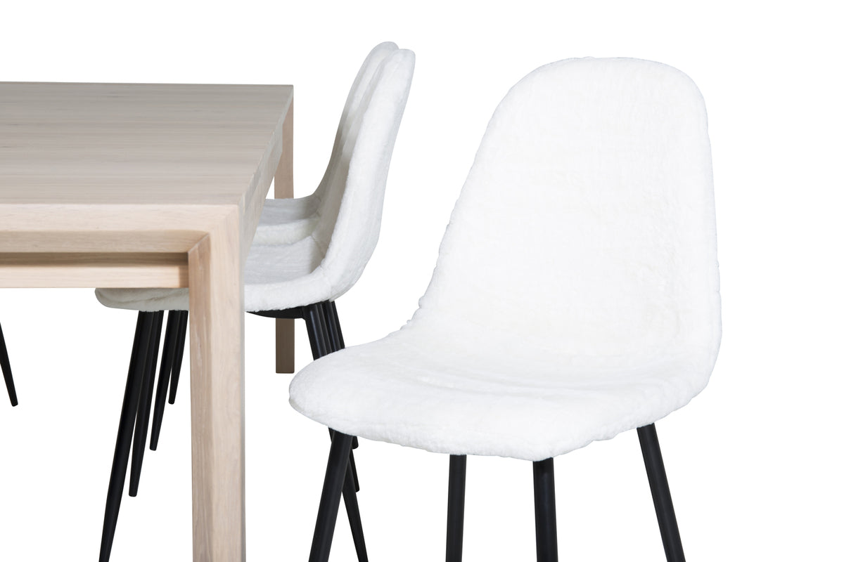 Venture Design Slider & Polar Rektangulära Matbord 170 x 95 Vitputsad + Matstolar 2-pack Vit