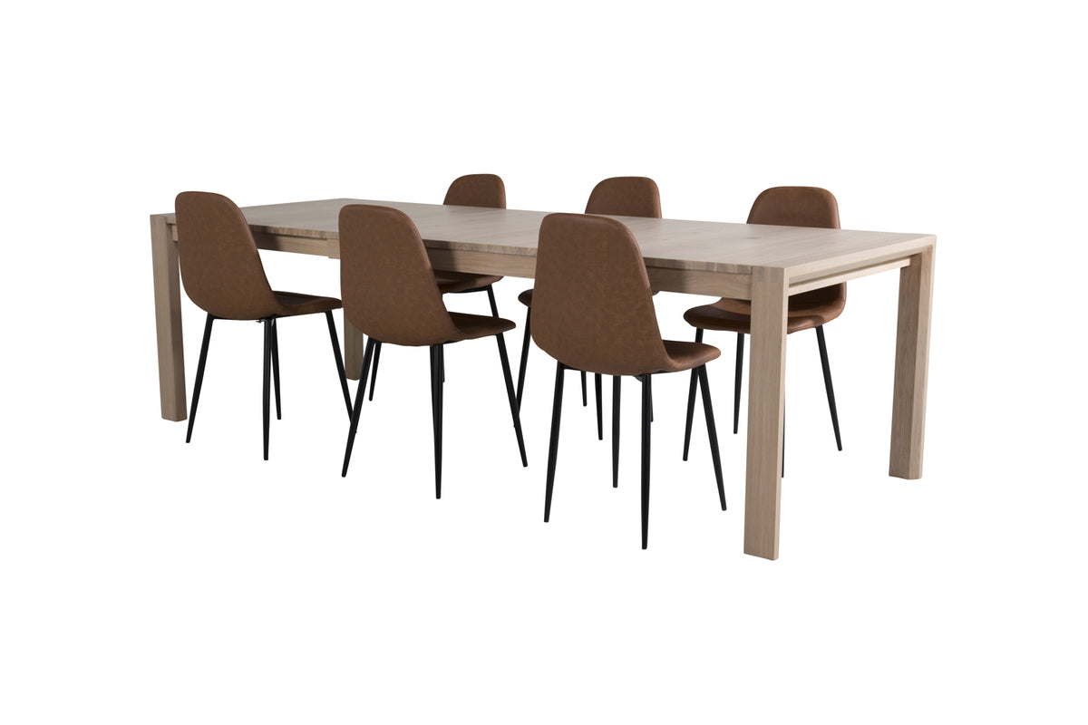 Venture Design Slider & Polar Matbord 250*95*75 + Matstolar Brun