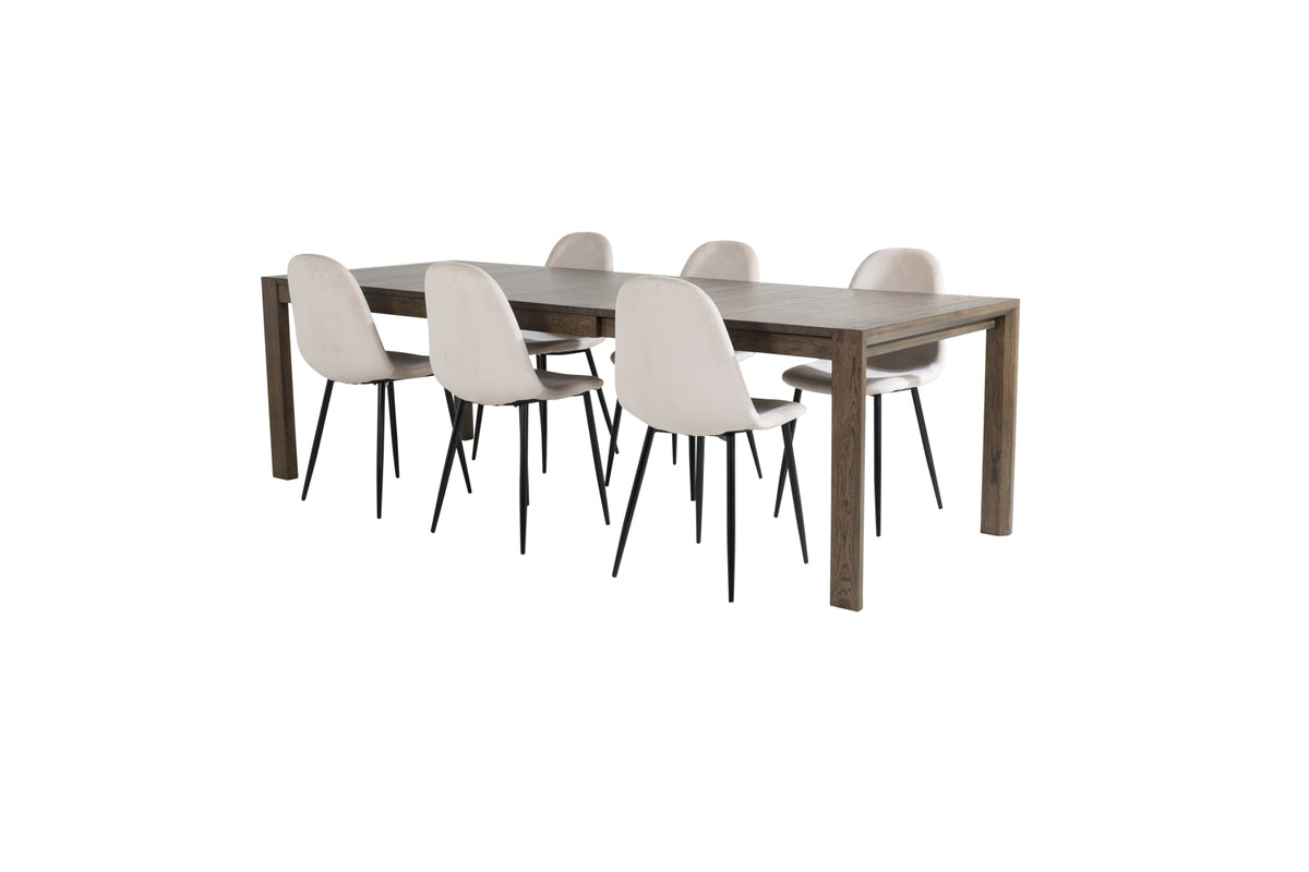 Venture Design Slider & Polar Matbord 250*95*75 + Matstolar Beige