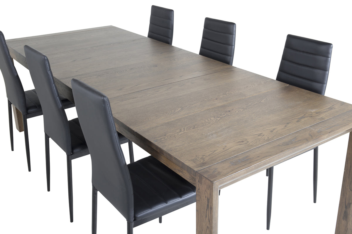 Venture Design Slider & Slim Matbord 250*95*75 + Matstolar Svart