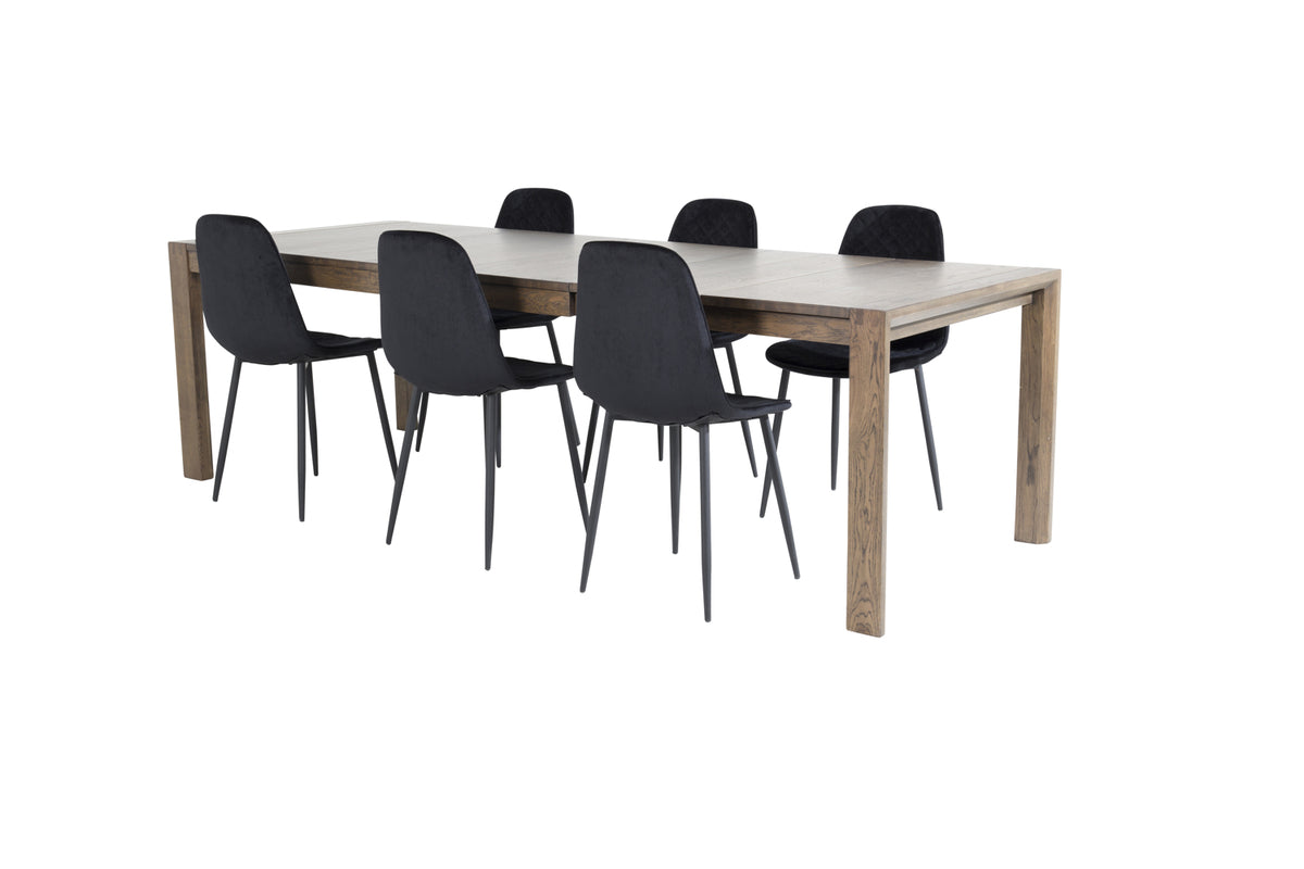 Venture Design Slider & Polar Matbord 250*95*75 + Matstolar Svart