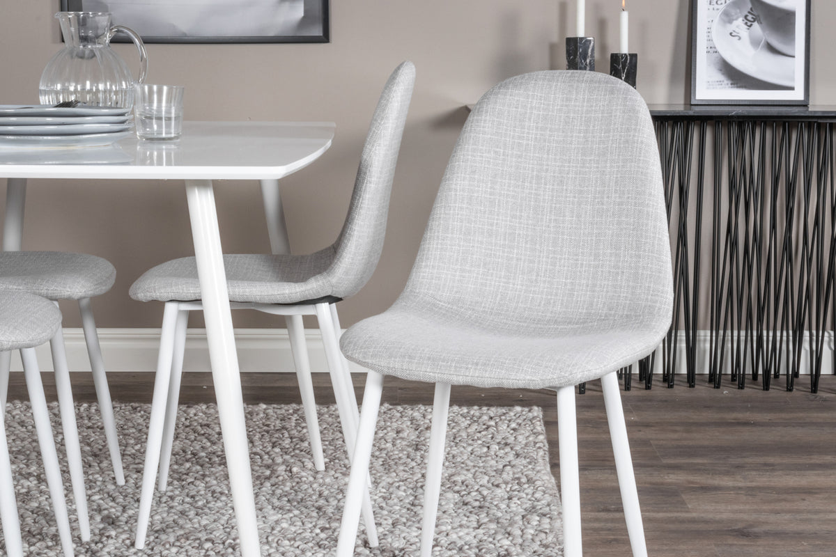 Venture Design Polar Rektangulära Matbord 120 x 75 Vit + Matstolar 2-pack Grå
