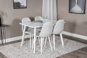 Venture Design Polar Rektangulära Matbord 120 x 75 Vit + Matstolar 2-pack Grå