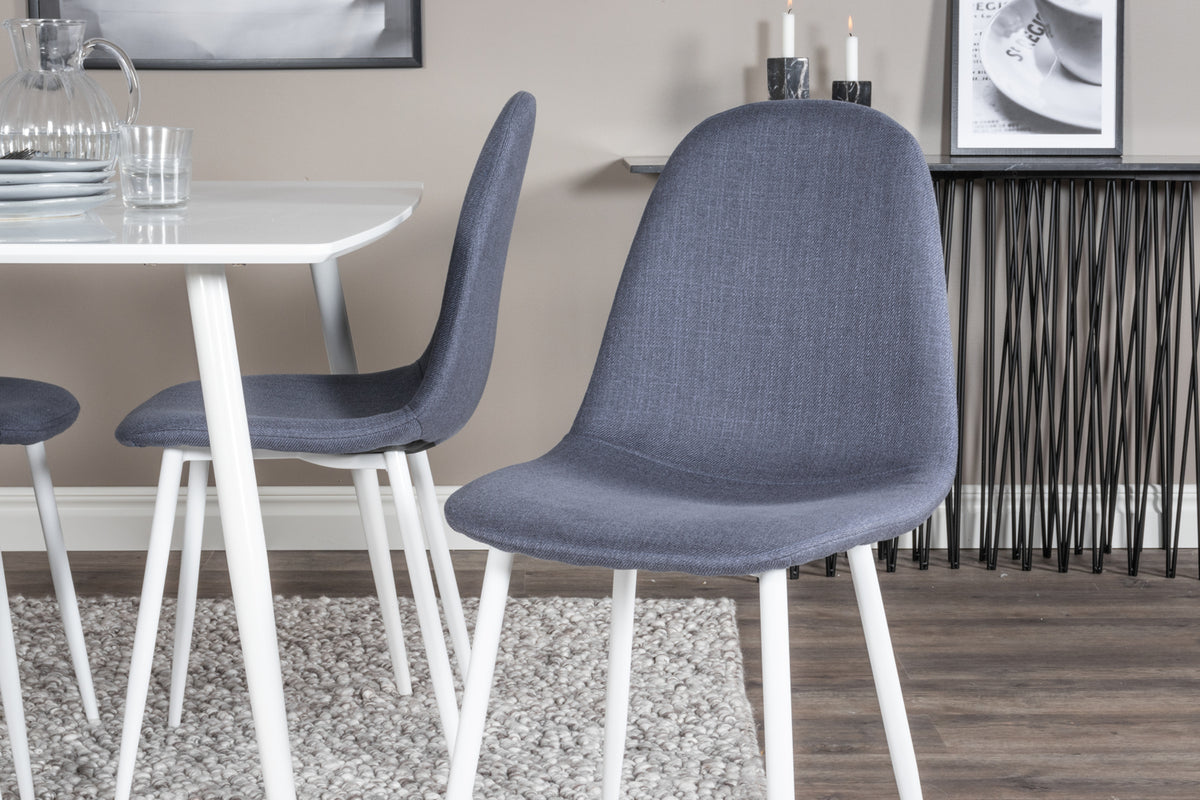 Venture Design Polar Rektangulära Matbord 120 x 75 Vit + Matstolar 2-pack Blå
