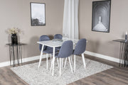 Venture Design Polar Rektangulära Matbord 120 x 75 Vit + Matstolar 2-pack Blå