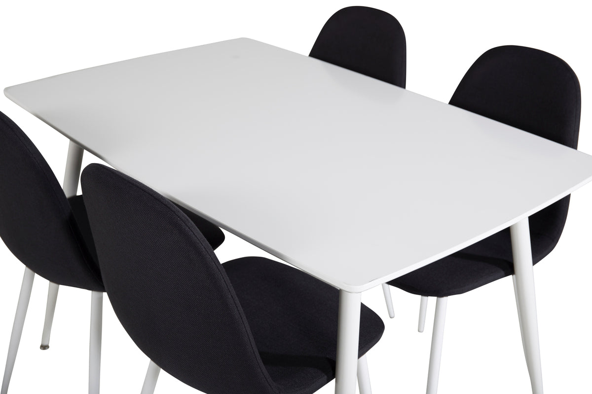 Venture Design Polar Rektangulära Matbord 120 x 75 Vit + Matstolar 2-pack Svart