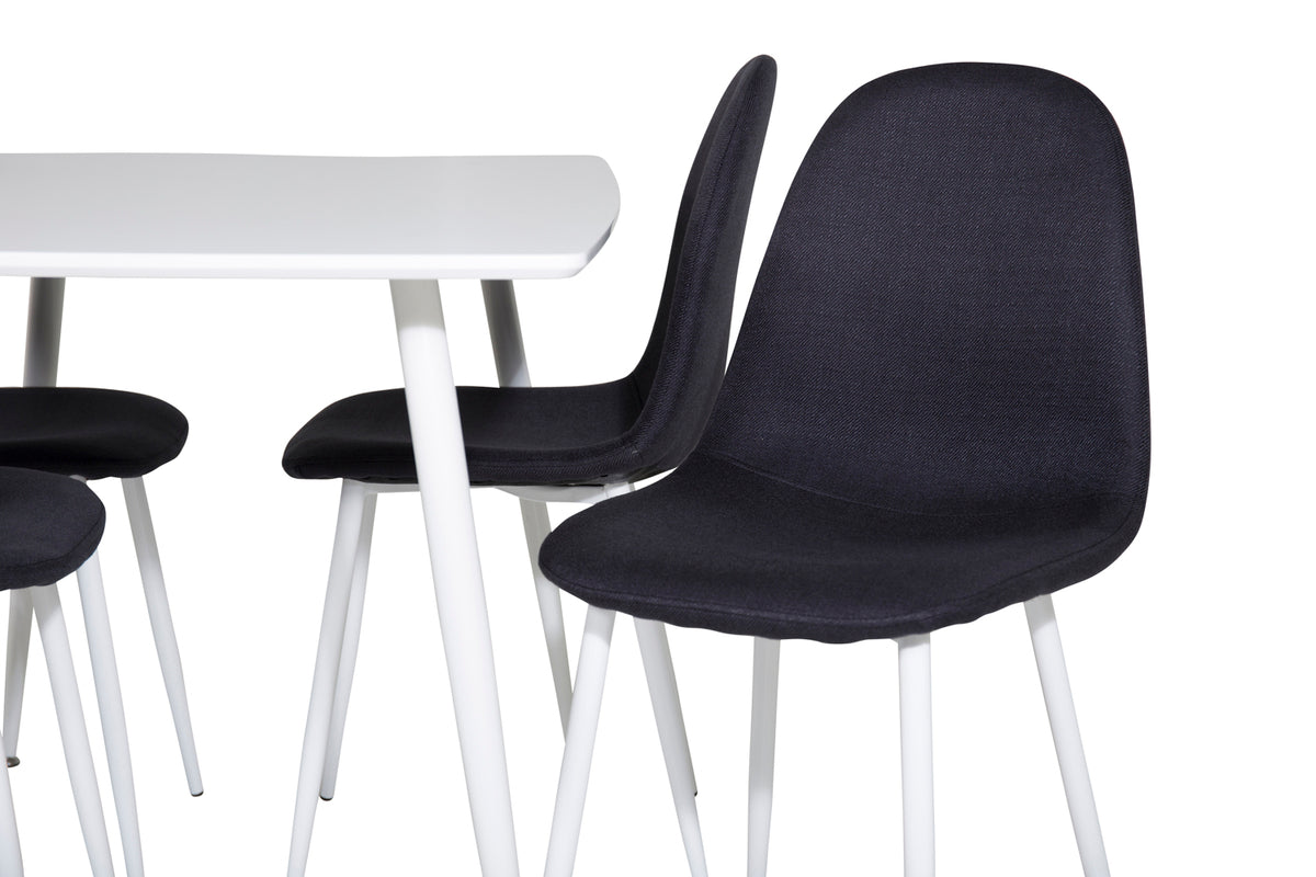 Venture Design Polar Rektangulära Matbord 120 x 75 Vit + Matstolar 2-pack Svart