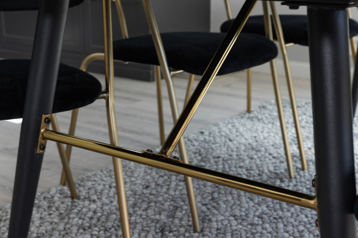 Venture Design Arrow & Gold Matstolar 2-pack Svart + Rektangulära Matbord 180 x 85 Svart