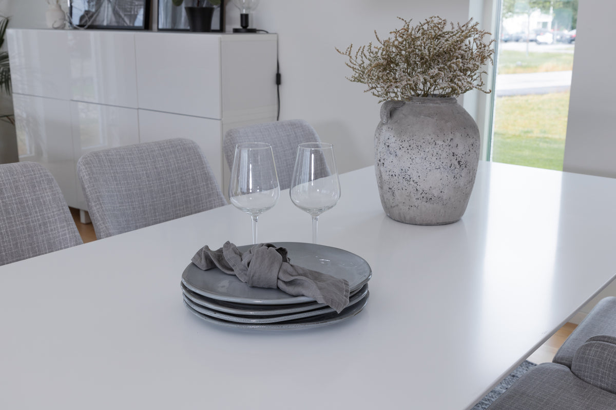 Venture Design Plaza & Polar Matstolar 2-pack Grå + Rektangulära Matbord 180 x 90 Vit