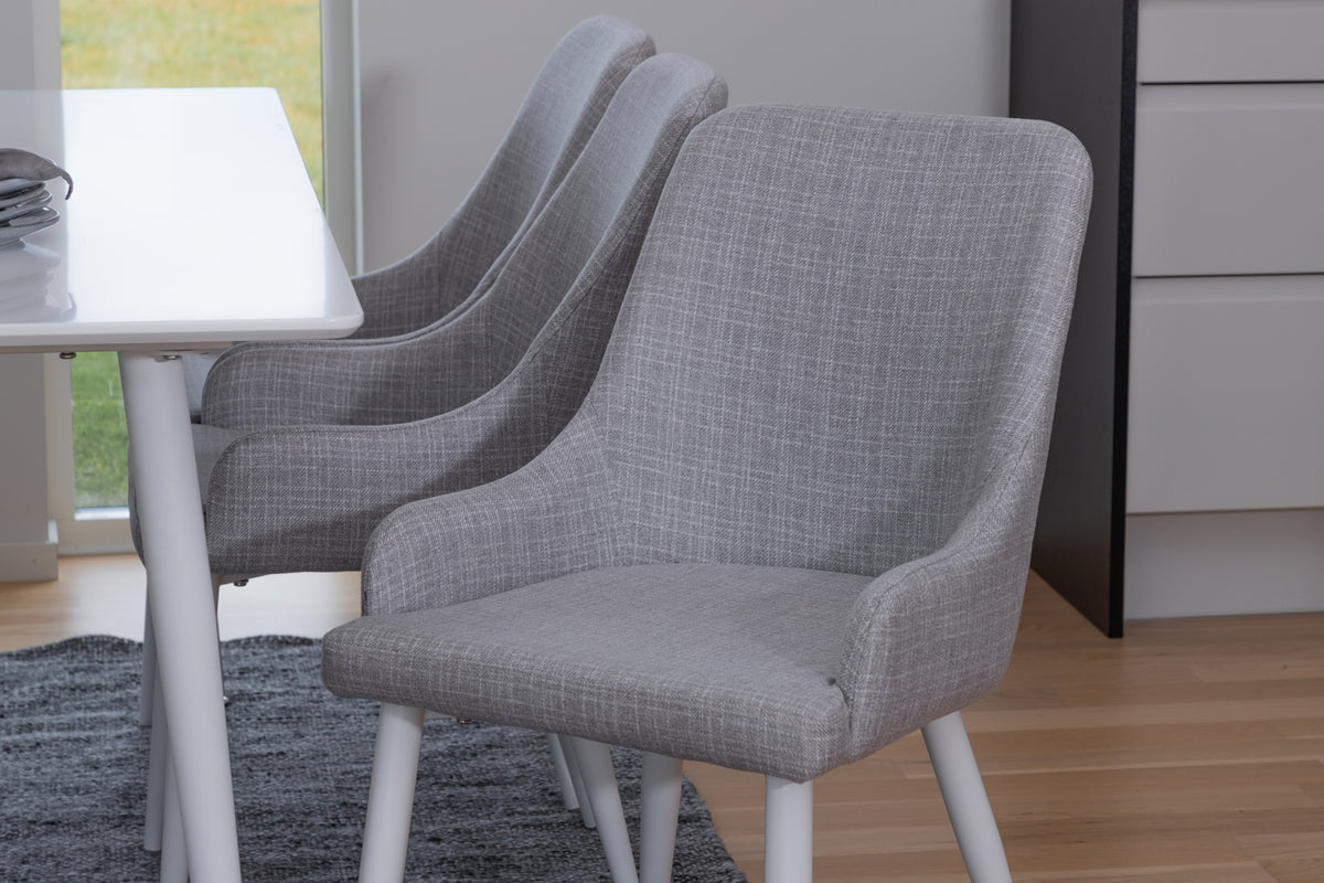 Venture Design Plaza & Polar Matstolar 2-pack Grå + Rektangulära Matbord 180 x 90 Vit