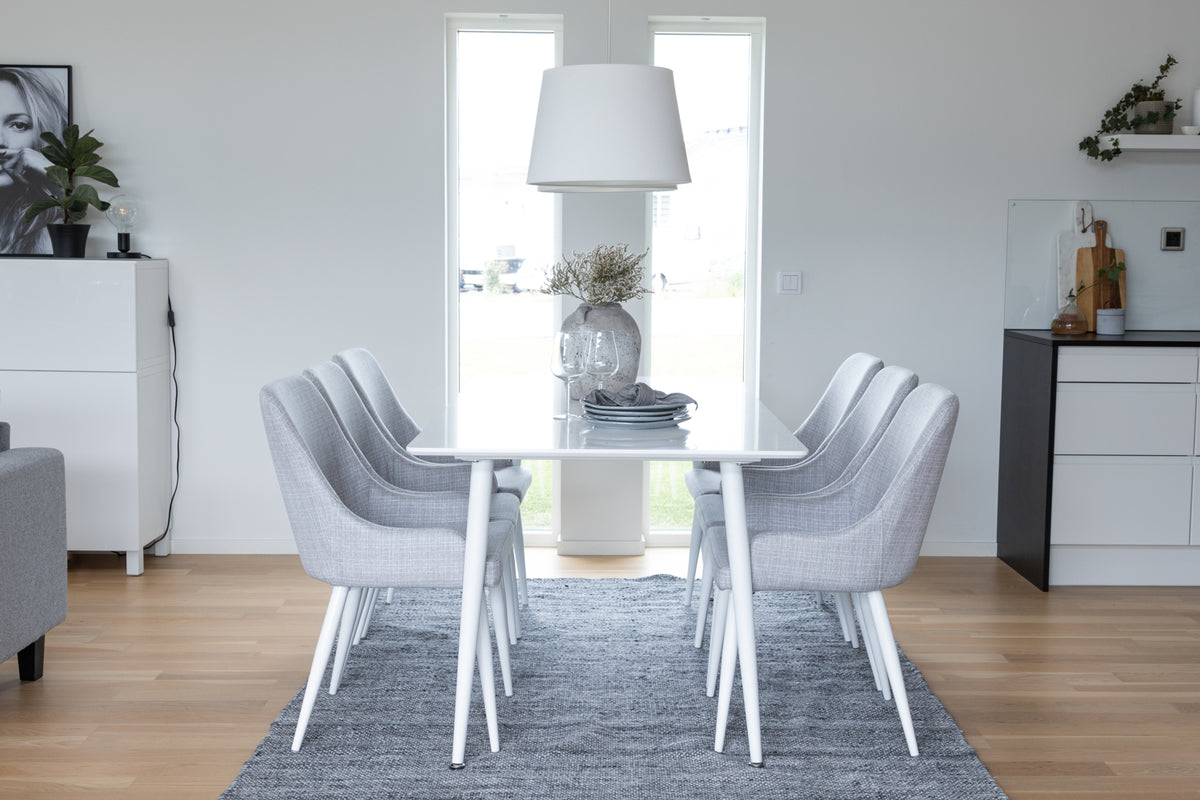 Venture Design Plaza & Polar Matstolar 2-pack Grå + Rektangulära Matbord 180 x 90 Vit