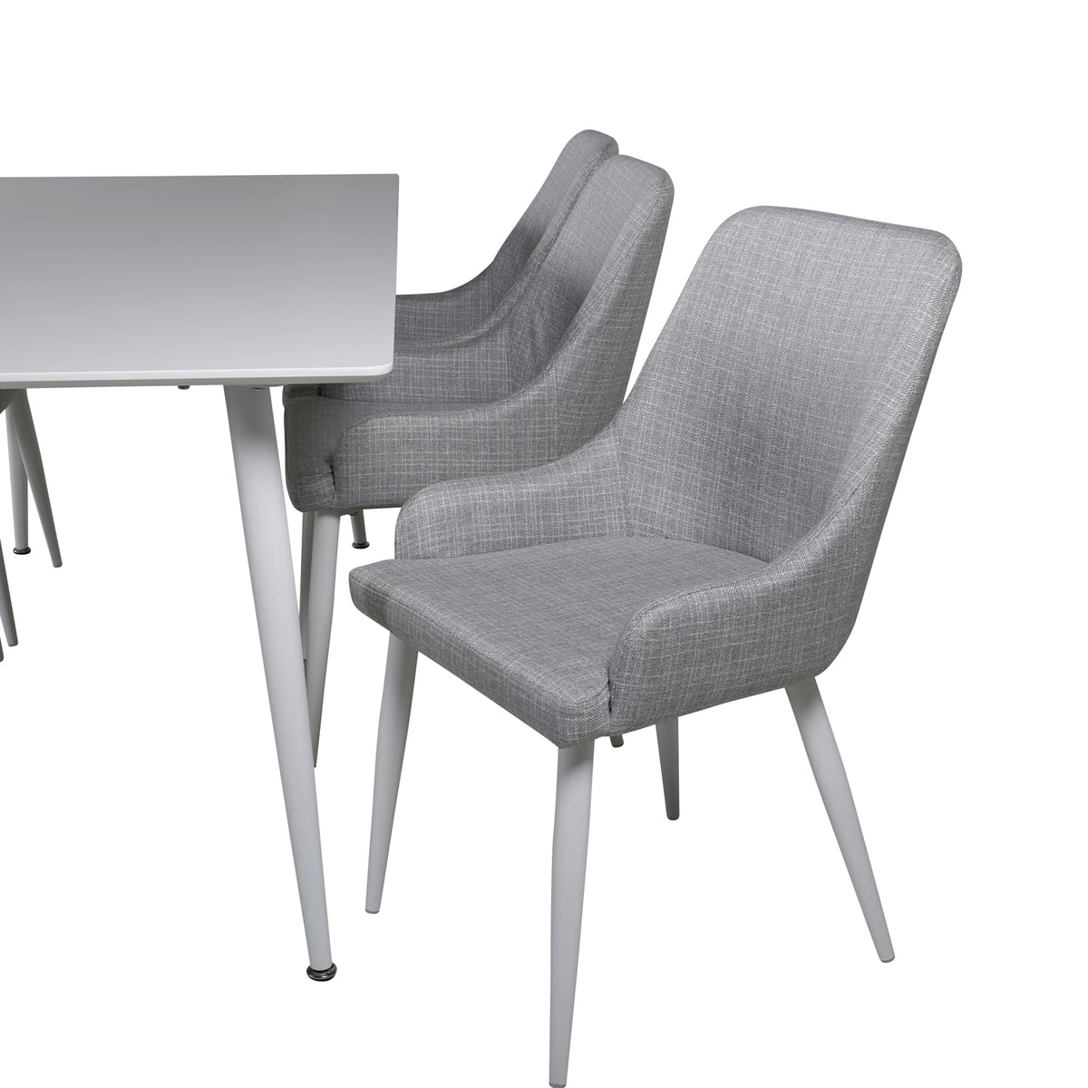 Venture Design Plaza & Polar Matstolar 2-pack Grå + Rektangulära Matbord 180 x 90 Vit