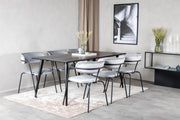 Venture Design Arrow & Dipp Matstolar 2-pack Grå + Rektangulära Matbord 180 x 90 Svart
