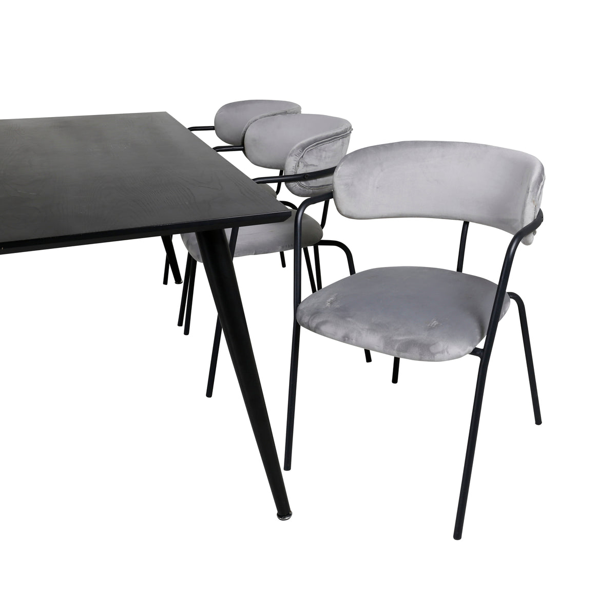Venture Design Arrow & Dipp Matstolar 2-pack Grå + Rektangulära Matbord 180 x 90 Svart