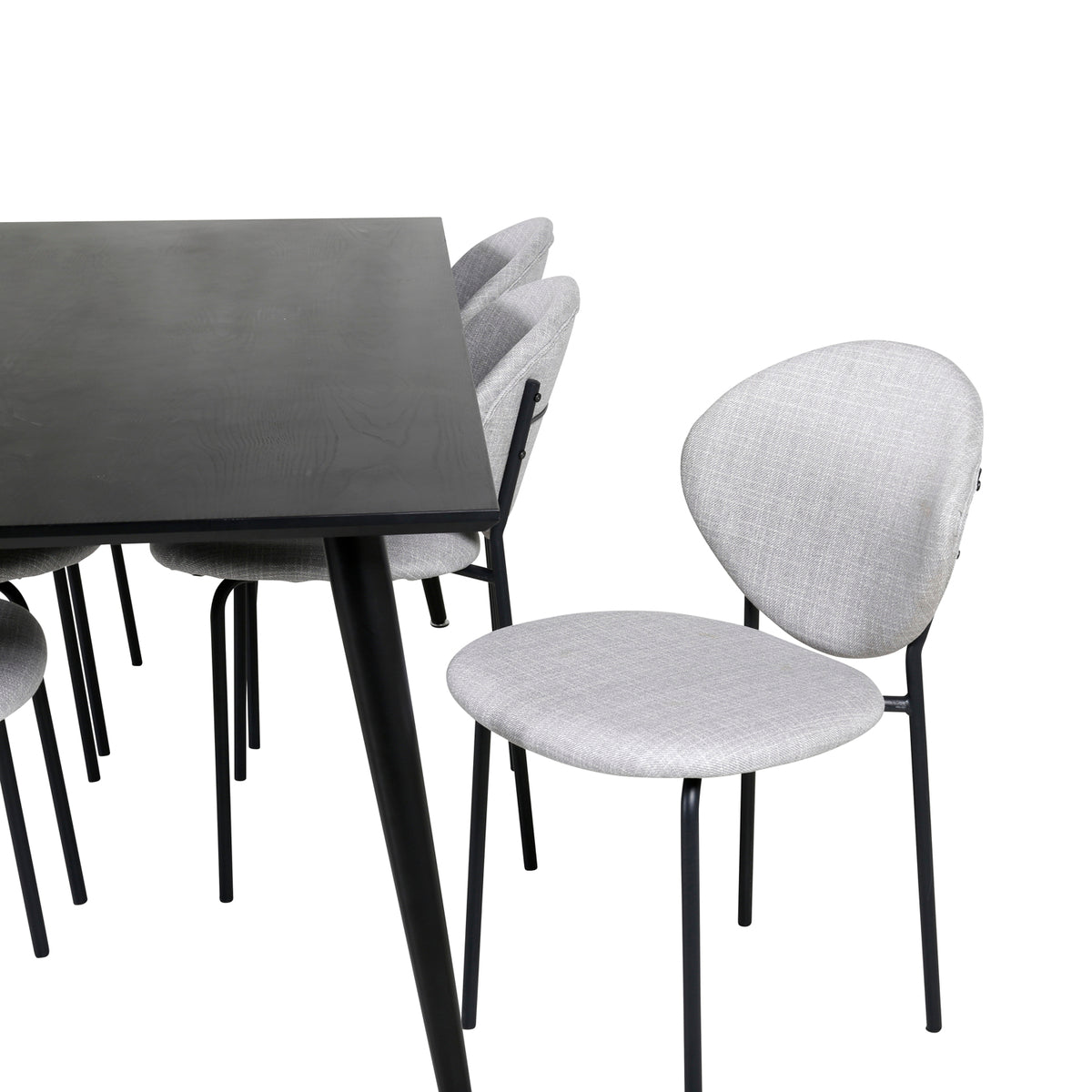 Venture Design Vault & Dipp Matstolar 2-pack Grå + Rektangulära Matbord 180 x 90 Svart