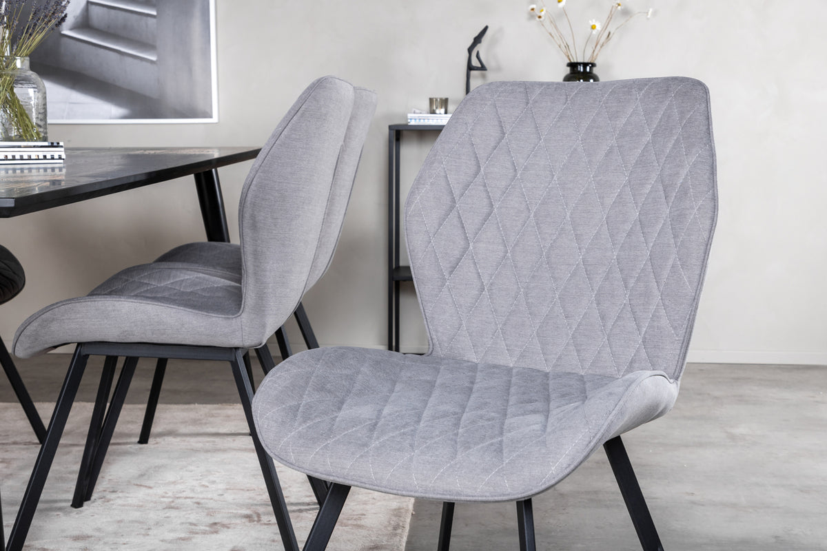Venture Design Gemma & Dipp Matstolar 2-pack Grå + Rektangulära Matbord 180 x 90 Svart