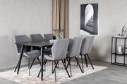 Venture Design Gemma & Dipp Matstolar 2-pack Grå + Rektangulära Matbord 180 x 90 Svart