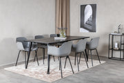 Venture Design Comfort & Dipp Matstolar 2-pack Grå + Rektangulära Matbord 180 x 90 Svart