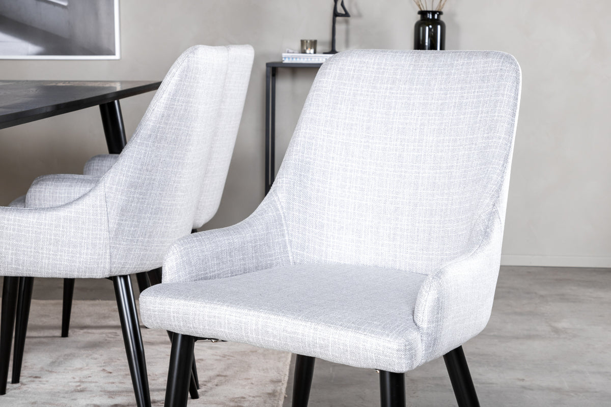 Venture Design Plaza & Dipp Matstolar 2-pack Grå + Rektangulära Matbord 180 x 90 Svart