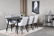 Venture Design Plaza & Dipp Matstolar 2-pack Grå + Rektangulära Matbord 180 x 90 Svart