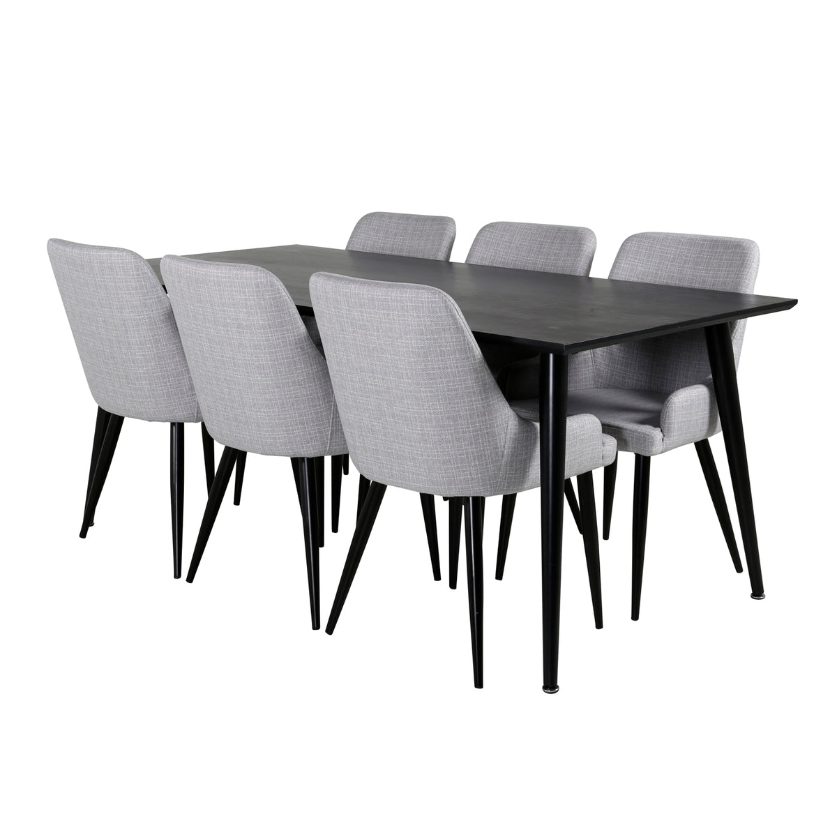 Venture Design Plaza & Dipp Matstolar 2-pack Grå + Rektangulära Matbord 180 x 90 Svart