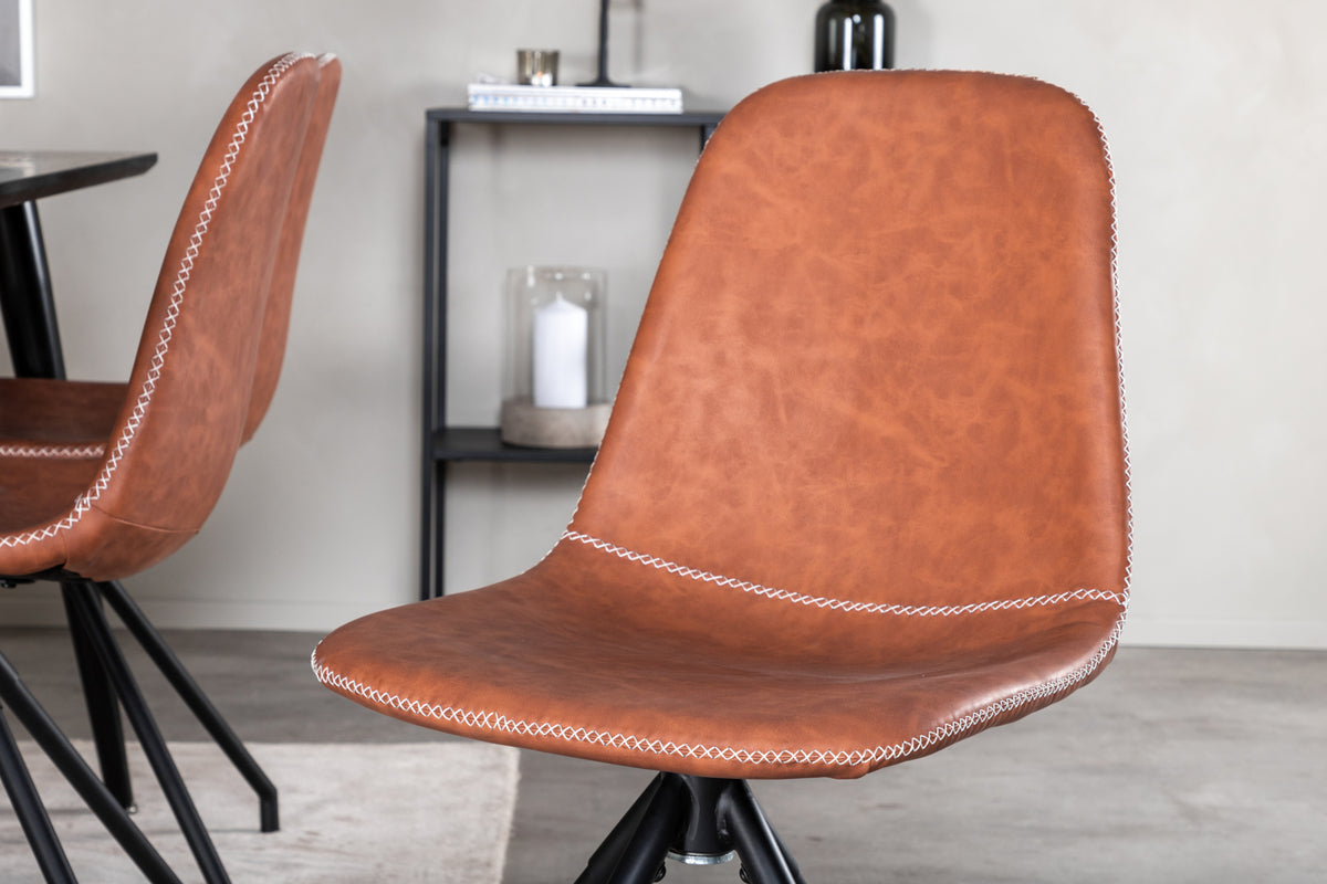 Venture Design Dipp & Polar Rektangulära Matbord 180 x 90 Svart + Matstolar 2-pack Brun