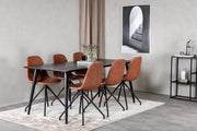Venture Design Dipp & Polar Rektangulära Matbord 180 x 90 Svart + Matstolar 2-pack Brun