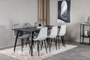 Venture Design Dipp & Polar Rektangulära Matbord 180 x 90 Svart + Matstolar 2-pack Grå