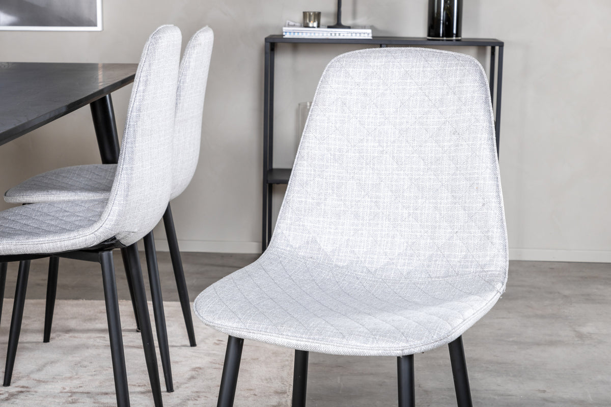 Venture Design Dipp & Polar Rektangulära Matbord 180 x 90 Svart + Matstolar 2-pack Grå
