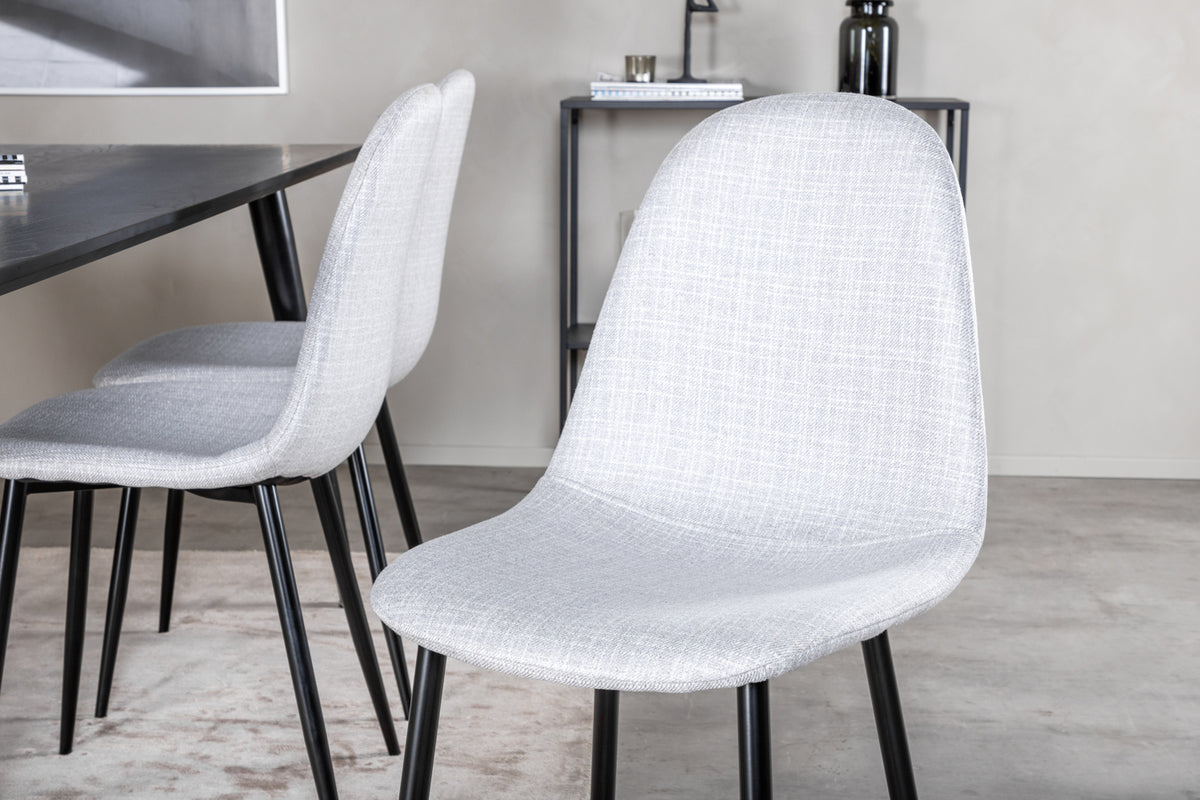 Venture Design Dipp & Polar Rektangulära Matbord 180 x 90 Svart + Matstolar 2-pack Grå