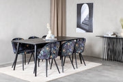 Venture Design Dipp & Velvet Rektangulära Matbord 180 x 90 Svart + Matstolar 2-pack Svart