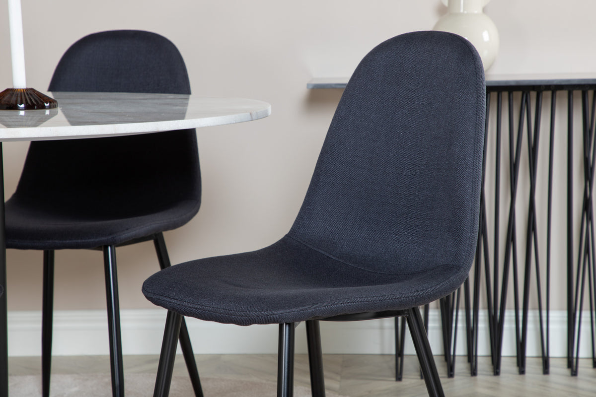 Venture Design Polar & Estelle Matstolar 2-pack Svart + Runda Matbord ⌀106 Vit