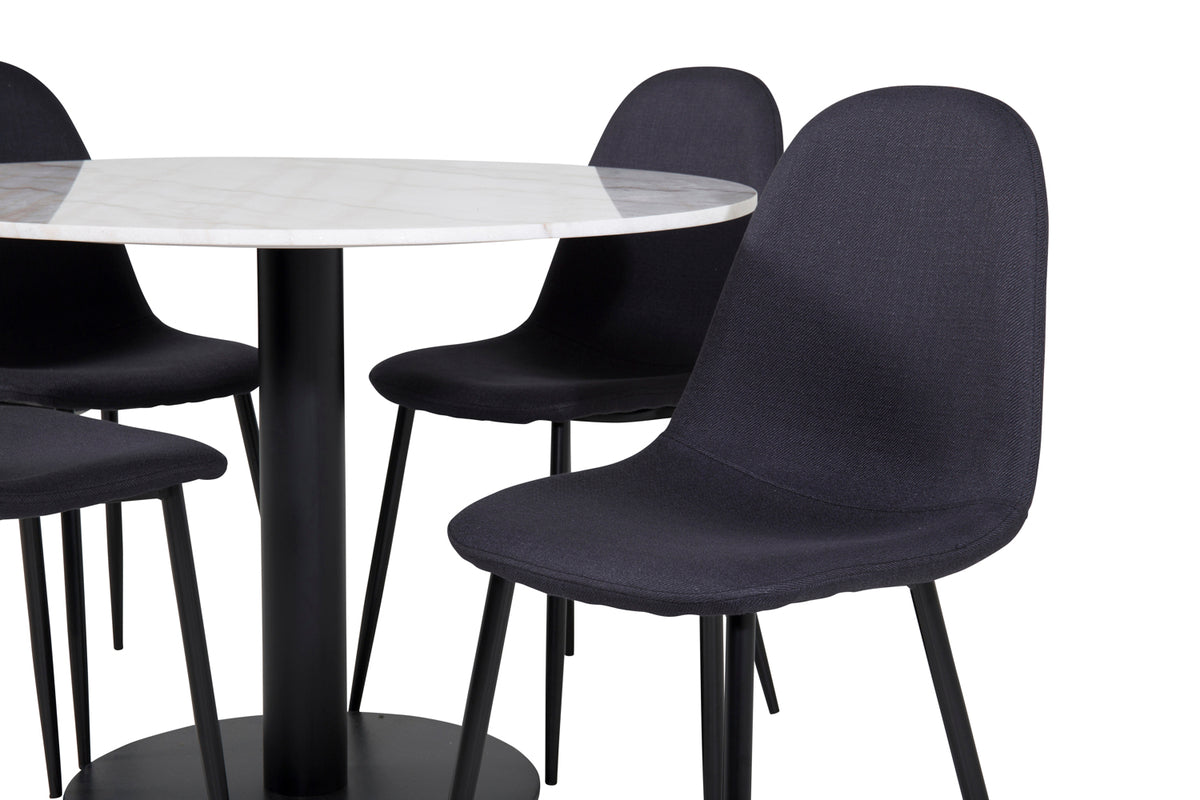 Venture Design Polar & Estelle Matstolar 2-pack Svart + Runda Matbord ⌀106 Vit