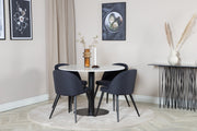 Venture Design Velvet & Estelle Matstolar Svart + Matbord ⌀106