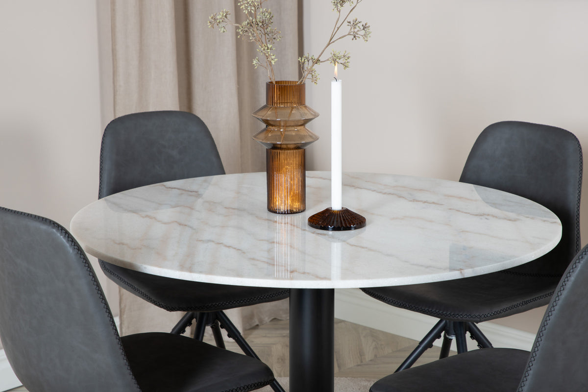 Venture Design Polar & Estelle Matstolar Svart + Matbord ⌀106