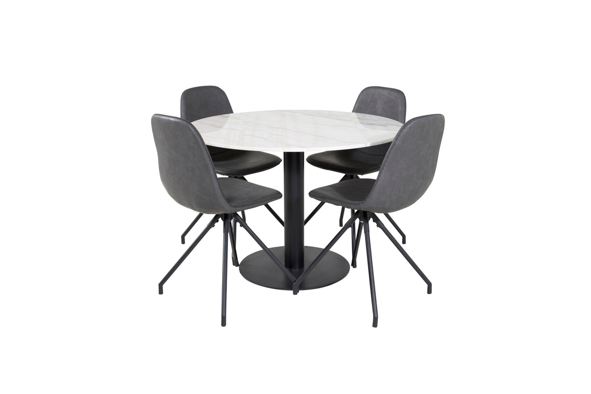 Venture Design Polar & Estelle Matstolar Svart + Matbord ⌀106