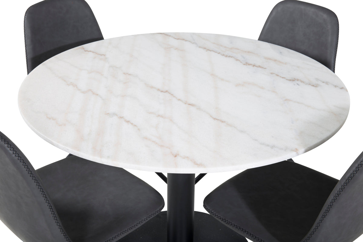 Venture Design Polar & Estelle Matstolar Svart + Matbord ⌀106