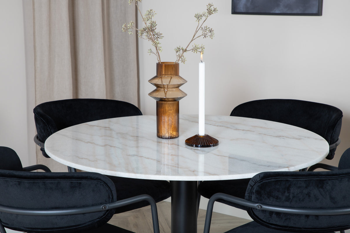 Venture Design Arrow & Estelle Matstolar Svart + Matbord ⌀106