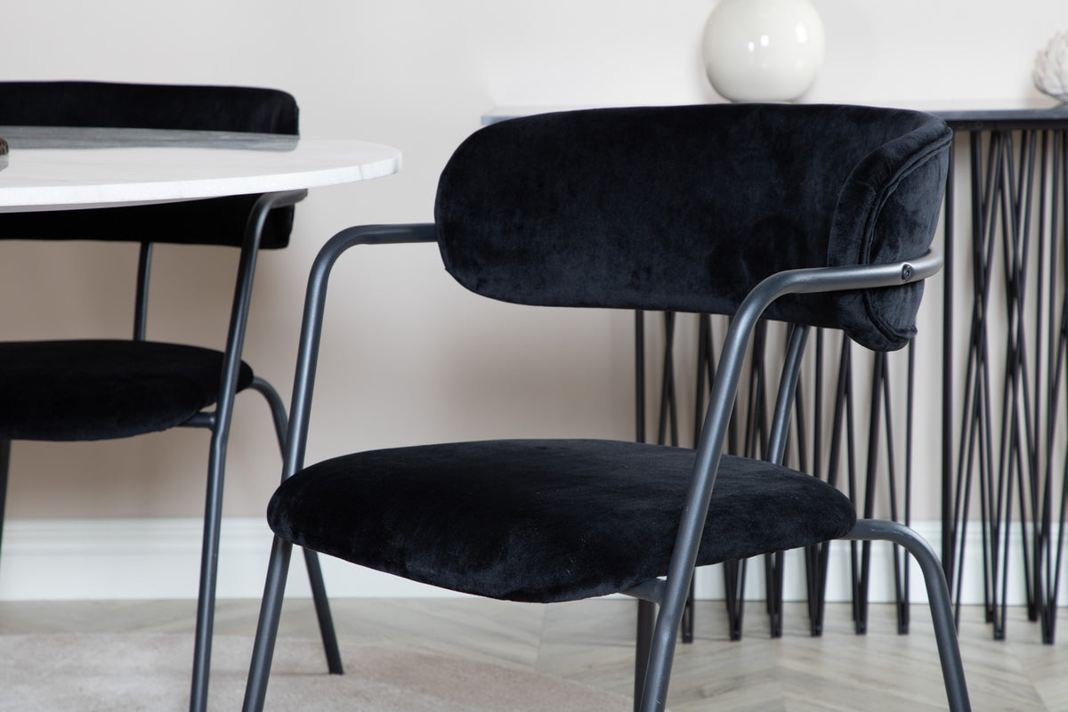 Venture Design Arrow & Estelle Matstolar Svart + Matbord ⌀106