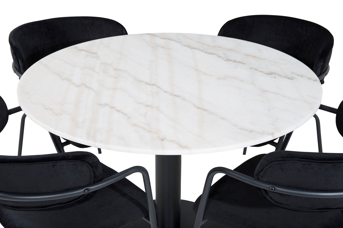 Venture Design Arrow & Estelle Matstolar Svart + Matbord ⌀106