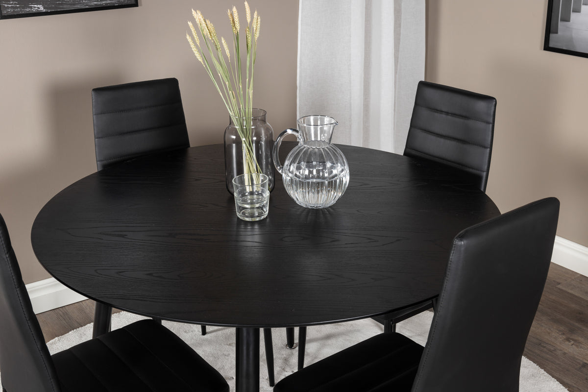 Venture Design Slim & Dipp Matstolar Svart + Matbord ⌀115